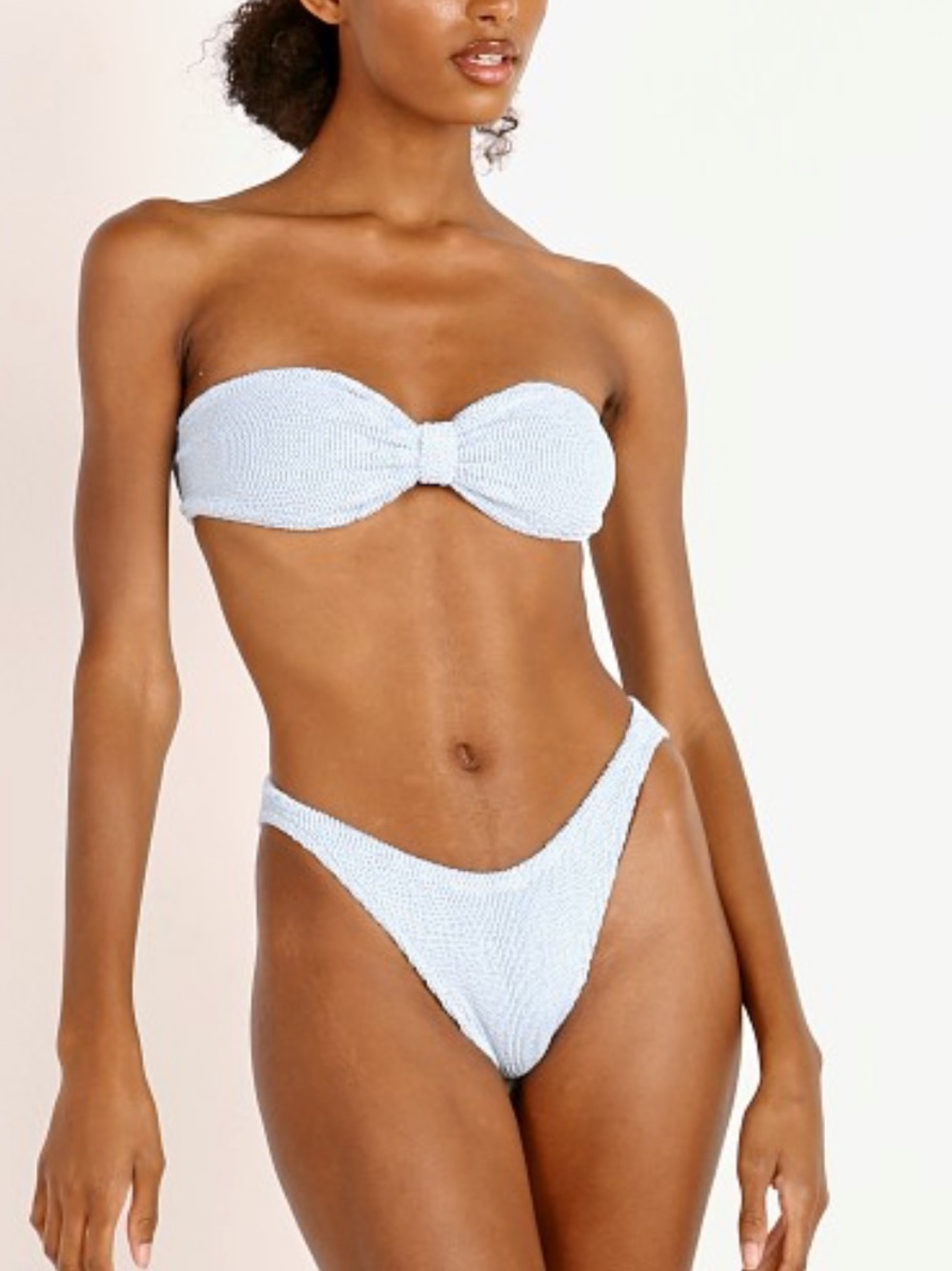Hunza G Light Blue Smocked Bandeau Top